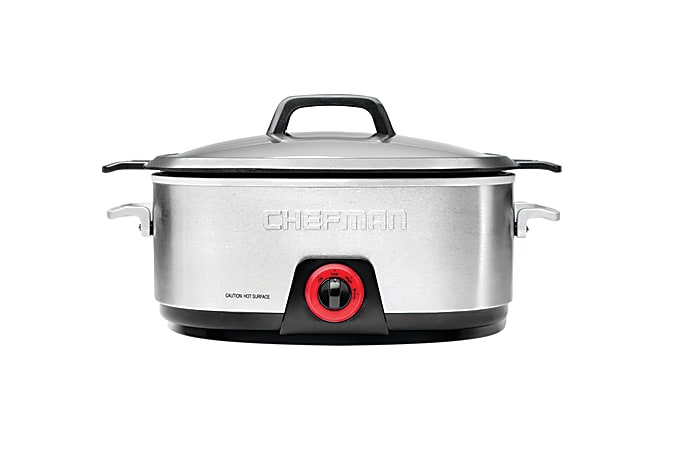 Chefman RJ15-6-DC Slow Cooker With Die-Cast Insert, Silver
