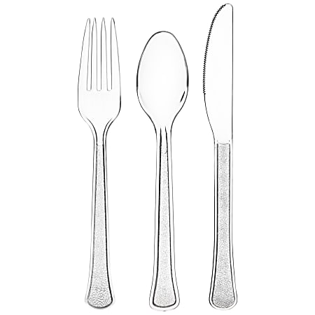 Amscan Boxed Heavyweight Cutlery Assortment, Clear, 200 Utensils Per Pack, Case Of 2 Packs