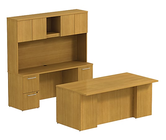 BBF 300 Series Executive Double-Pedestal Desk, 72 3/10"H x 71 1/10"W x 99 1/2"D, Modern Cherry, Premium Installation Service