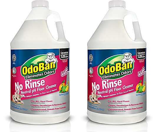 OdoBan Pet Solutions No-Rinse Neutral pH Floor Cleaner Concentrate, 1 Gallon, Pack Of 2 Jugs