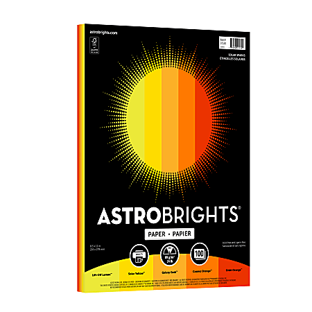 Astrobrights Color Paper, Solar Sparks Assortment, Letter (8-1/2" x 11"), 100 Sheets Per Ream, 24 Lb, 96 Brightness