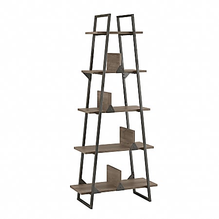 Bush Furniture Refinery A-Frame Etagere Bookshelf, Restored Gray, Standard Delivery