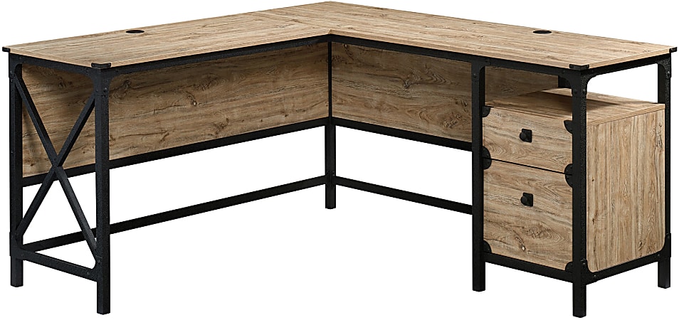 Sauder® Steel River 60"W L-Shaped Desk, Milled Mesquite