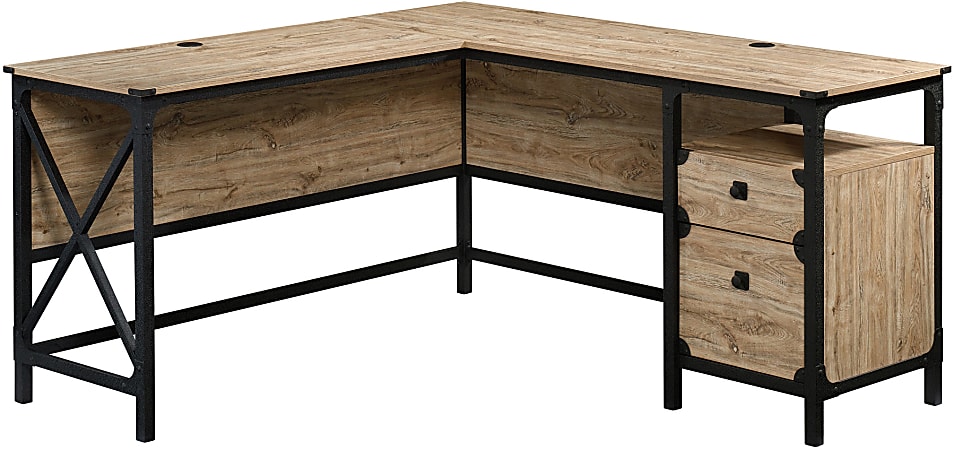 Sauder® Steel River 60"W L-Shaped Corner Desk, Milled Mesquite