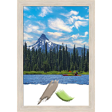 Amanti Art Hardwood Whitewash Picture Frame, 23" x 33", Matted For 20" x 30"