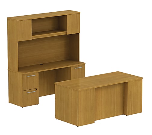 BBF 300 Series Double-Pedestal Desk, 72 3/10"H x 65 3/5"W x 93"D, Modern Cherry, Premium Installation Service