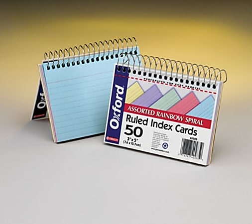 Oxford Spiral-Bound 3" x 5" Index Cards - 3" x 5" - Assorted Paper - Recycled - 1Each