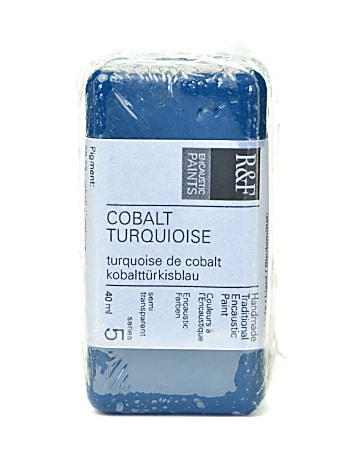 R & F Handmade Paints Encaustic Paint Cake, 40 mL, Cobalt Turquoise