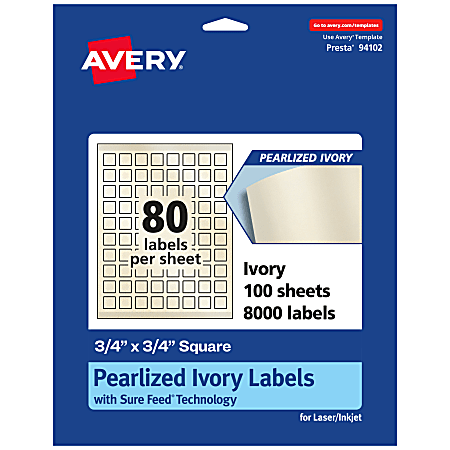 Avery® Pearlized Permanent Labels With Sure Feed®, 94102-PIP100,