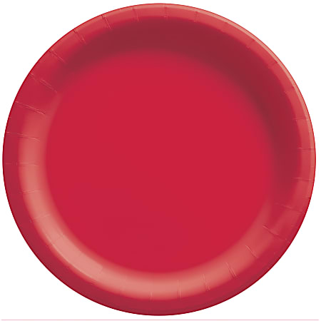 Amscan Round Paper Plates, Apple Red, 10”, 50