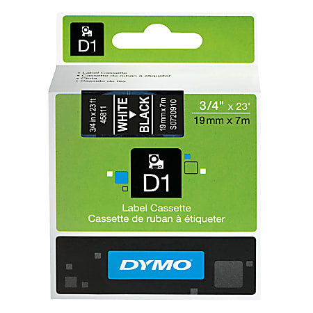 DYMO® D1 45811 White-On-Black Tape, 0.75" x 23'