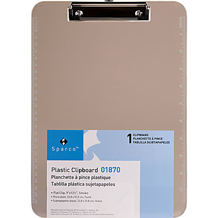 Business Source Flat Clip Plastic Clipboard - 9