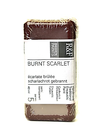 R & F Handmade Paints Encaustic Paint Cake, 40 mL, Burnt Scarlet