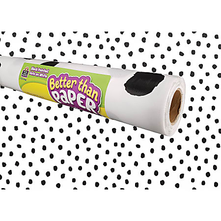 Teacher Created Resources® Better Than Paper® Bulletin Board Paper Rolls,  4' x 12', Black Painted Dots on White, Pack Of 4 Rolls