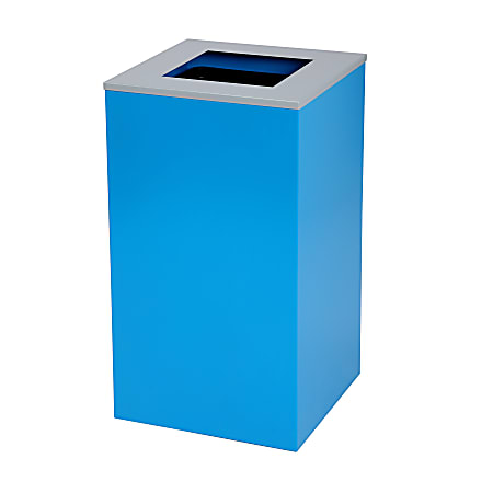 Alpine Industries Stainless Steel Recycling Bin With Square Lid, 29 Gal, 30”H x 16-15/16”W x 16-15/16”D, Blue, ALP4450KITBLUS