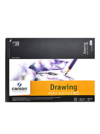 Canson Pure White Drawing Pad, 18 x 24, 24 Sheets