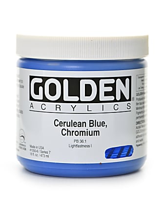 Golden Heavy Body Acrylic Paint, 16 Oz, Cerulean Blue Chromium