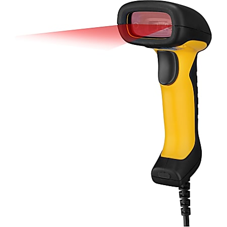 Adesso NuScan 2400U Waterproof Handheld CCD Barcode Scanner - Cable Connectivity - 200 scan/s - 12" Scan Distance - 1D - CCD - USB - Yellow, Black - IP67 - Industrial, Warehouse, Library, Hospitality, Retail