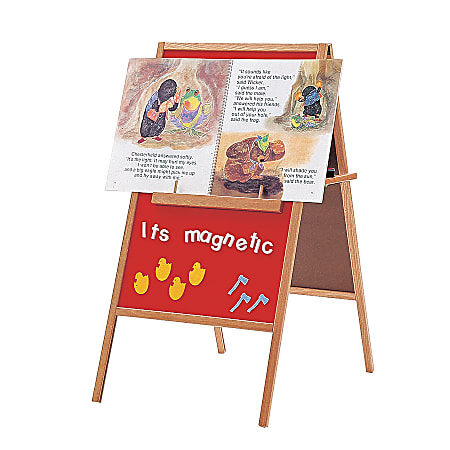 Quartet® Magnetic Flannel Easel, 47"H x 24"W, Red
