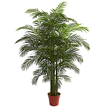 Nearly Natural Areca Palm 78”H UV Resistant Indoor/Outdoor Plastic Tree With Pot, 78”H x 60”W x 45”D, Green