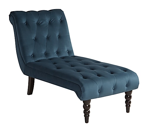 Office Star™ Avenue Six Curves Tufted Chaise Lounge, Azure/Dark Espresso