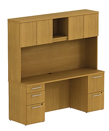 BBF 300 Series Small-Space Desk With Enclosed Storage, 72 3/10"H x 71 1/10"W x 21 4/5"D, Modern Cherry, Standard Delivery Service