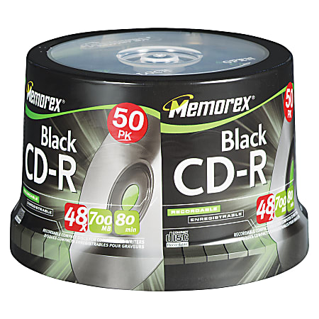 Memorex CD R Recordable Media Spindle 700MB80 Minutes Black Pack
