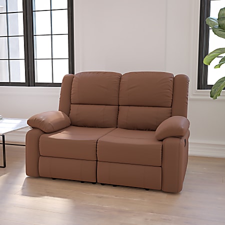 Flash Furniture Harmony Series Loveseat With 2 Built-In Recliners, Chocolate Brown Microfiber