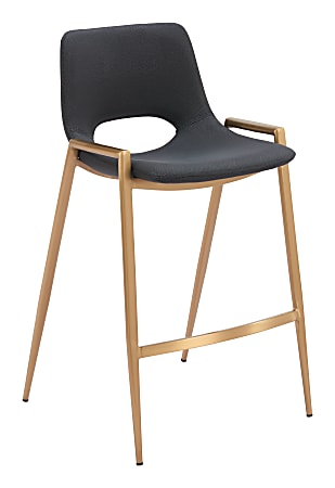 Zuo Desi Counter-Height Stools, Black/Gold, Set Of 2 Stools
