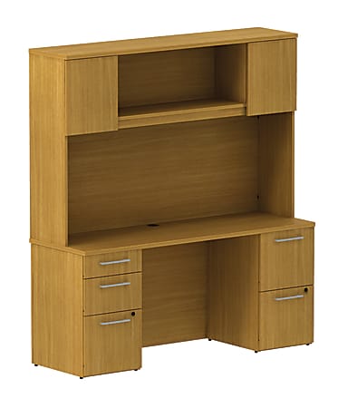 BBF 300 Series Small-Space Desk With Enclosed Storage, 72 3/10"H x 65 3/5"W x 21 4/5"D, Modern Cherry, Standard Delivery Service