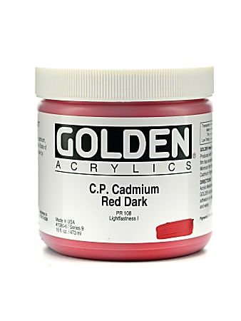 Golden Heavy Body Acrylic Paint, 16 Oz, Cadmium Red Dark (CP)