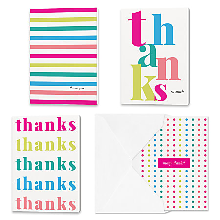 All Occasion Thank You "Creative Designs" Greeting Card Assortment With Blank Envelopes, 4-7/8" x 3-1/2", Pack of 24