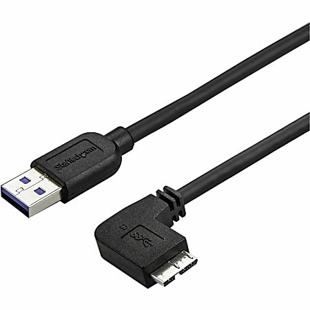 StarTech.com 2m 6 ft Slim Micro USB 3.0 Cable - M/M - USB 3.0 A to Right-Angle Micro USB - USB 3.1 Gen 1 (5 Gbps) - 6.56 ft USB Data Transfer Cable