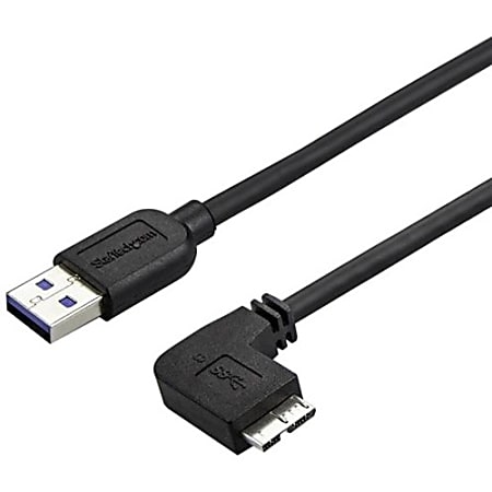 StarTech.com 2m 6 ft Slim Micro USB 3.0 Cable - M/M - USB 3.0 A to Right-Angle Micro USB - USB 3.1 Gen 1 (5 Gbps) - 6.56 ft USB Data Transfer Cable for Tablet, Portable Hard Drive, Card Reader, Storage Enclosure - First End: 1 x Type A Male USB