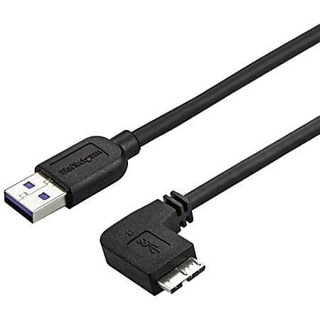 StarTech.com 2m 6 ft Slim Micro USB 3.0 Cable - M/M - USB 3.0 A to Right-Angle Micro USB - USB 3.1 Gen 1 (5 Gbps) - 6.56 ft USB Data Transfer Cable