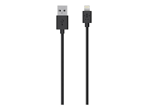 Belkin Lightning to USB ChargeSync Cable - 6.56 ft Lightning/USB Data Transfer Cable for iPad, iPod, iPod, Notebook - First End: 1 x 8-pin Lightning - Male - Second End: 1 x USB 2.0 Type A - Male - Black - 1