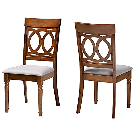 Baxton Studio Lucie Dining Chairs, Gray/Walnut Brown, Set Of 2 Chairs