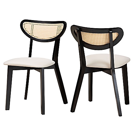 Baxton Studio Dannell 2-Piece Dining Chair Set, Cream/Black
