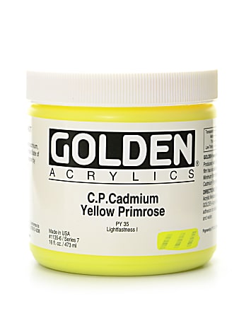 Golden Heavy Body Acrylic Paint, 16 Oz, Cadmium Yellow Primrose (CP)
