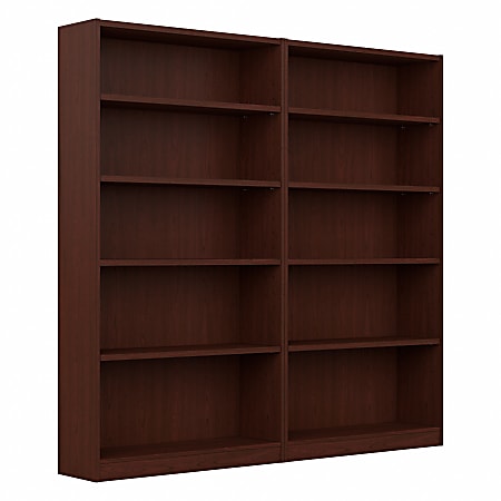 Bush® Furniture Universal 72"H 5-Shelf Bookcases, Vogue Cherry, Set Of 2 Bookcases, Standard Delivery