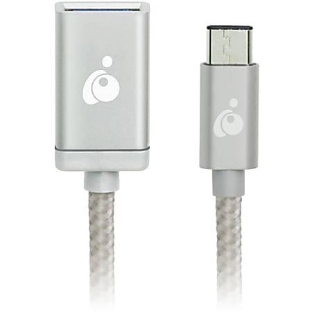 IOGear® Charge And Sync USB-C To USB-A Adapter, Silver, 4", 1N1347