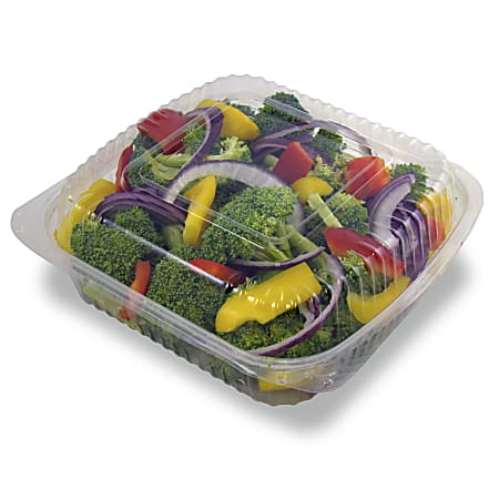 StalkMarket Compostable PLA Cold Food Containers, 8" x 8" x 3.25", Clear, Pack of 160