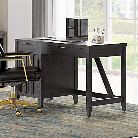 Thomasville Rivington 48"W Single Pedestal Writing Desk, Raven Black