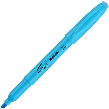 Integra Pen Style Fluorescent Highlighters - Chisel Marker Point Style - Fluorescent Blue - 1 Dozen Integra Pen Style Fluorescent Highlighters - Chisel Marker Point Style - Fluorescent Blue - 1 Dozen