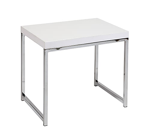 Ave Six Wall Street Table, End, Rectangular, White/Chrome