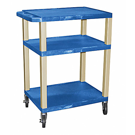 H. Wilson Plastic Utility Cart, 34"H x 24"W x 18"D, Blue/Puty