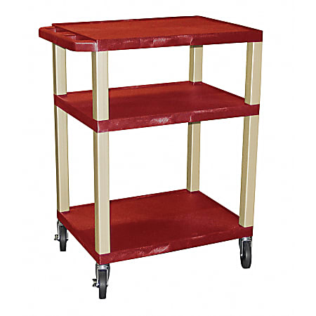 H. Wilson Plastic Utility Cart, 34"H x 24"W x 18"D, Red/Putty