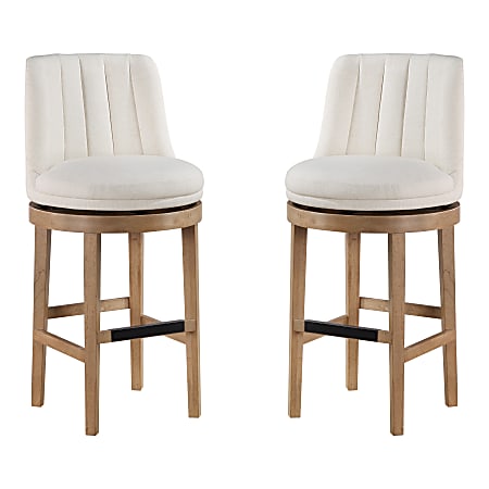 Office Star Rowan Counter Height Spindle Stools, Linen/Medium Oak, Set Of 2 Stools