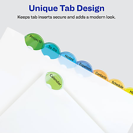 Avery® Style Edge™ Insertable Plastic Dividers, Multicolor, 8-Tab, Pack Of  8 Dividers