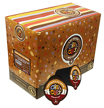 Crazy Cups Single-Serve Coffee Pods, Peanut Butter And Jelly Sandwich, Pack Of 22